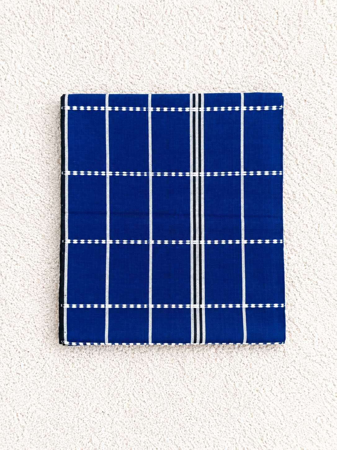 Tissu  africain Faso Danfani bleu et blanc au mètre, modèle Azurite quadrillé